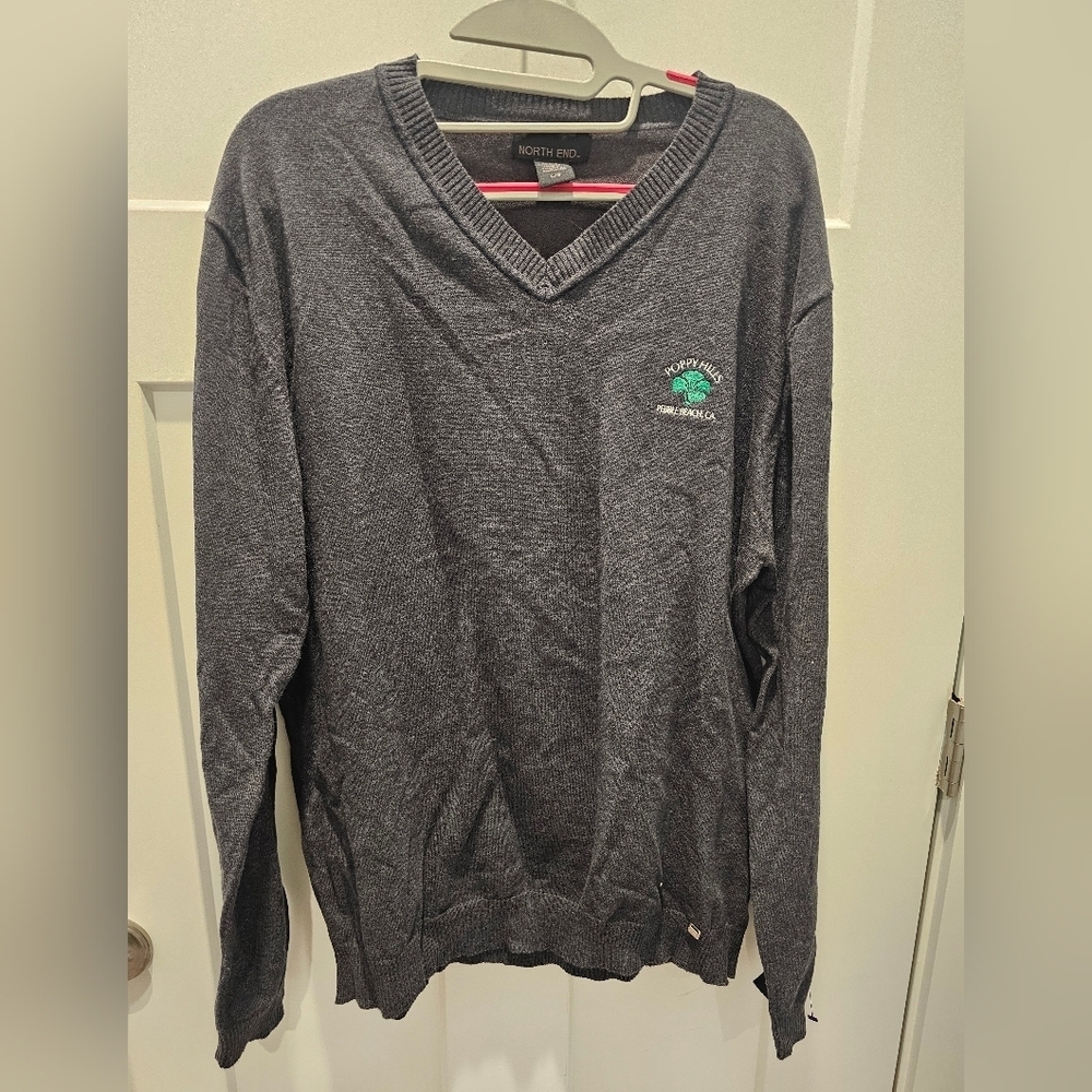 Poppy Hills Pebble Beach Golf Sweater North End Charcoal Gray Men’s Large V-Neck